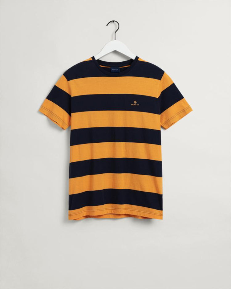 Gant Apparel Mens BARSTRIPE SS T-SHIRT 819/DAHLIA ORANGE