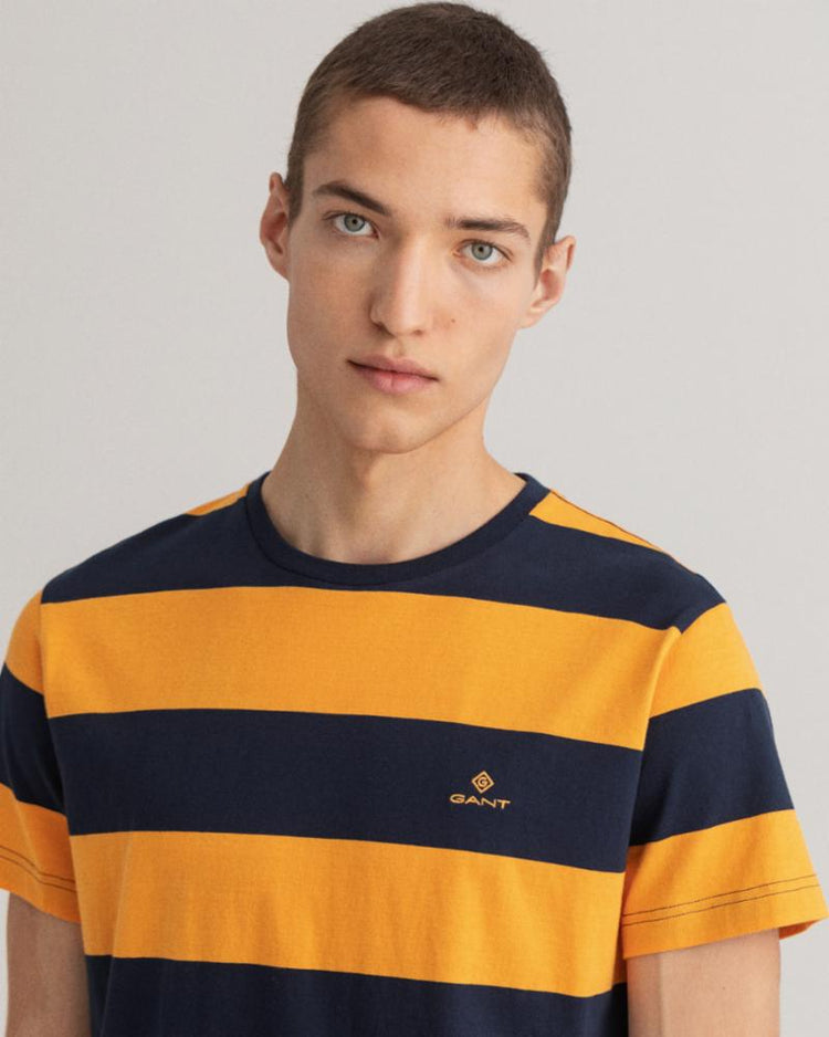 Gant Apparel Mens BARSTRIPE SS T-SHIRT 819/DAHLIA ORANGE