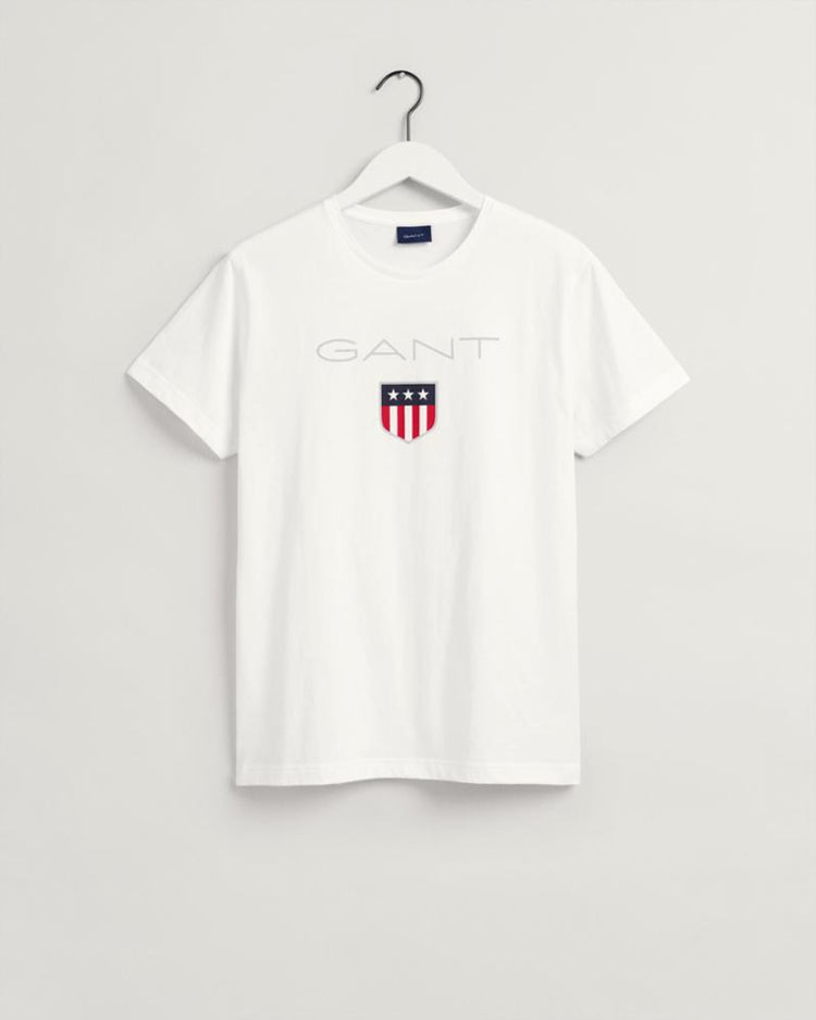 Gant Apparel Mens SHIELD SS T-SHIRT 110/WHITE