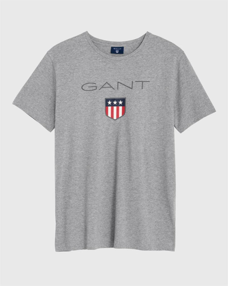 Gant Apparel Mens SHIELD SS T-SHIRT 93/GREY MELANGE