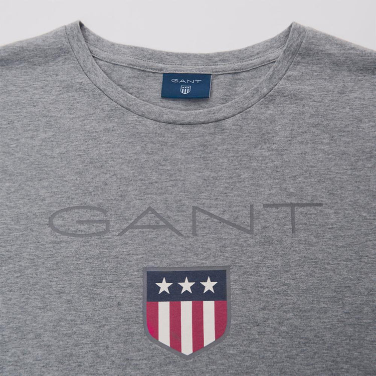 Gant Apparel Mens SHIELD SS T-SHIRT 93/GREY MELANGE