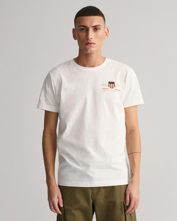 Gant Apparel Mens ARCHIVE SHIELD EMB SS T-SHIRT 110/WHITE