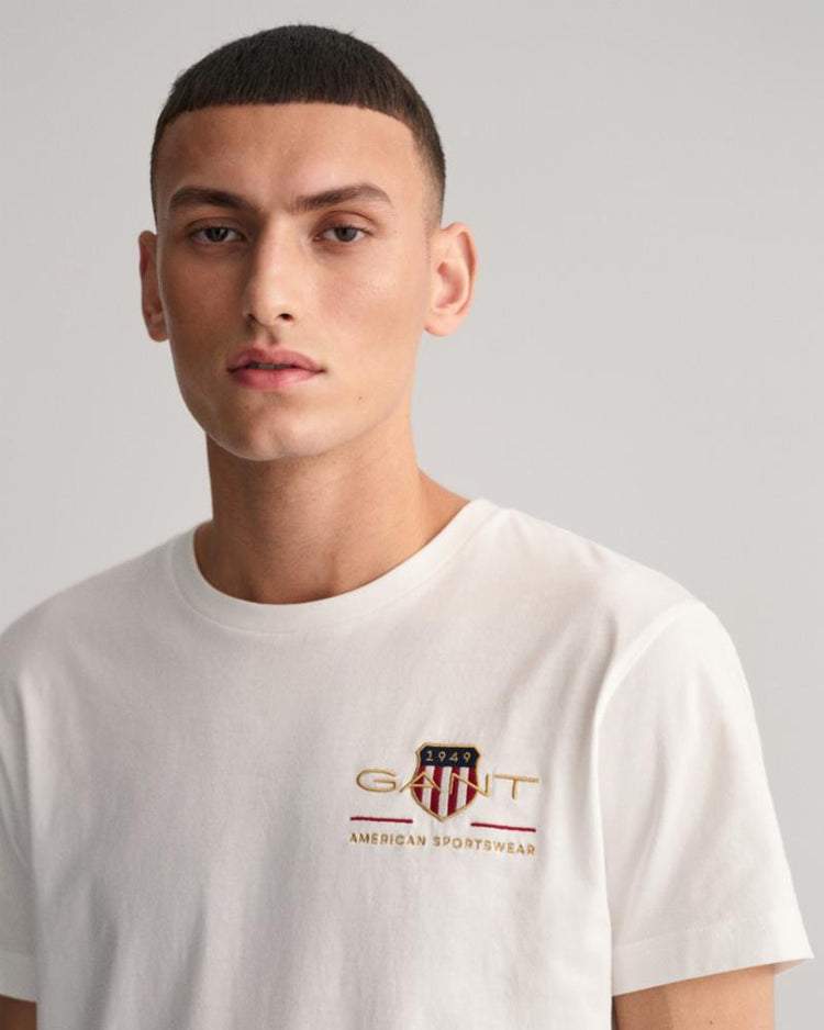 Gant Apparel Mens ARCHIVE SHIELD EMB SS T-SHIRT 110/WHITE