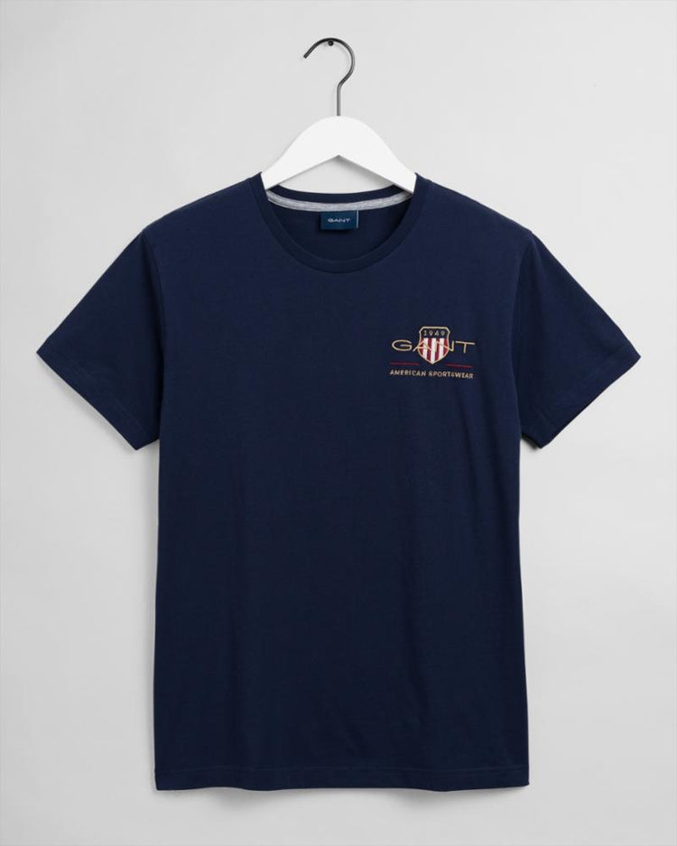 Gant Apparel Mens ARCHIVE SHIELD EMB SS T-SHIRT 433/EVENING BLUE