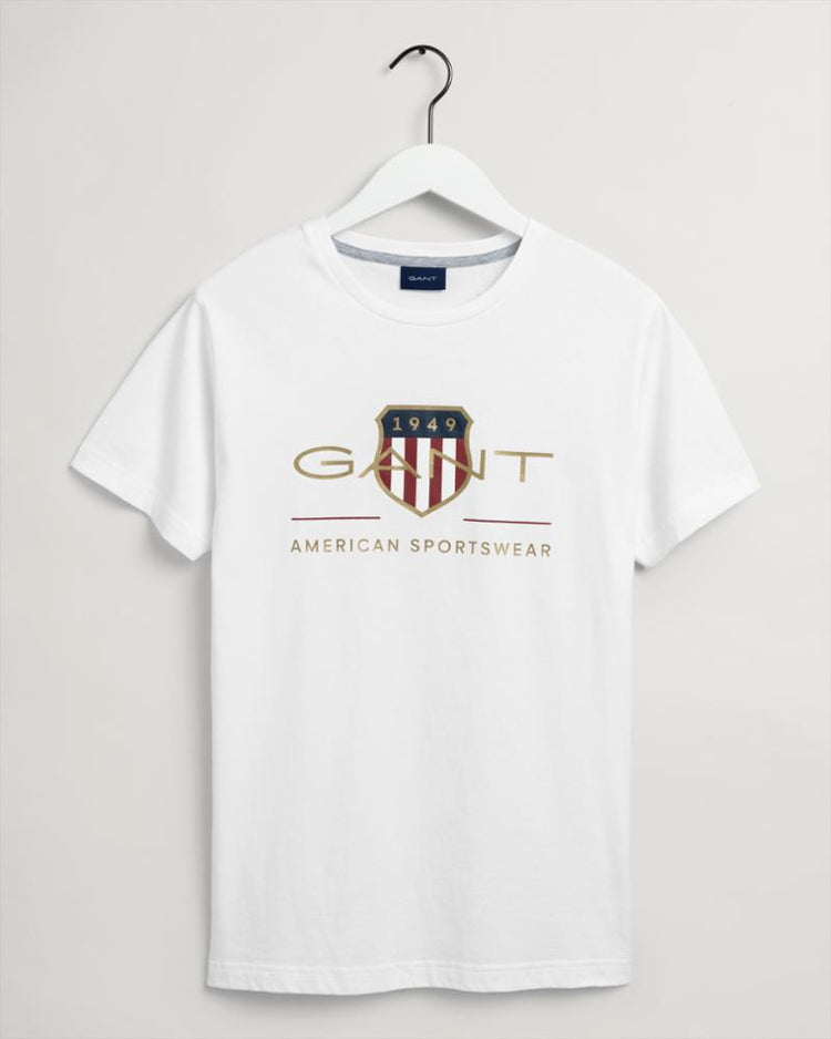 Gant Apparel Mens ARCHIVE SHIELD SS T-SHIRT 110/WHITE
