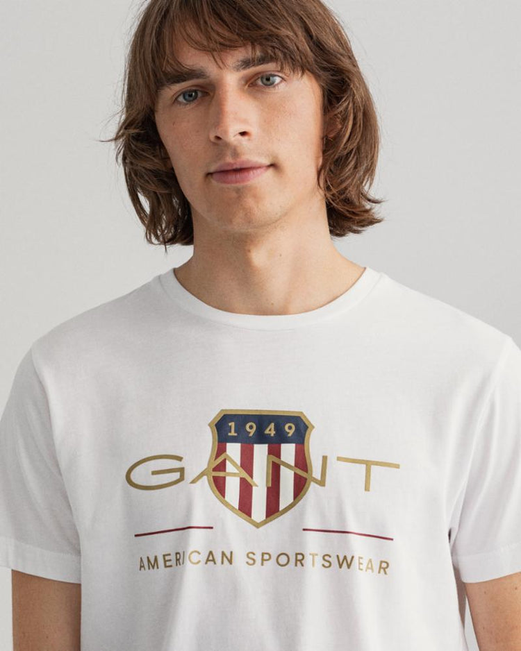 Gant Apparel Mens ARCHIVE SHIELD SS T-SHIRT 110/WHITE