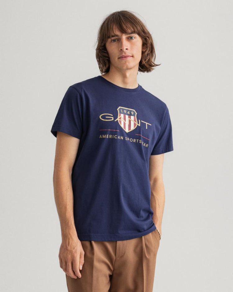 Gant Apparel Mens ARCHIVE SHIELD SS T-SHIRT 433/EVENING BLUE
