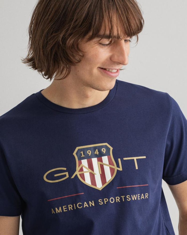 Gant Apparel Mens ARCHIVE SHIELD SS T-SHIRT 433/EVENING BLUE