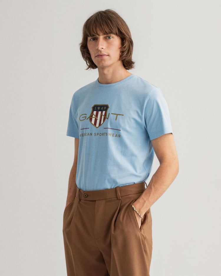 Gant Apparel Mens ARCHIVE SHIELD SS T-SHIRT 468/CAPRI BLUE