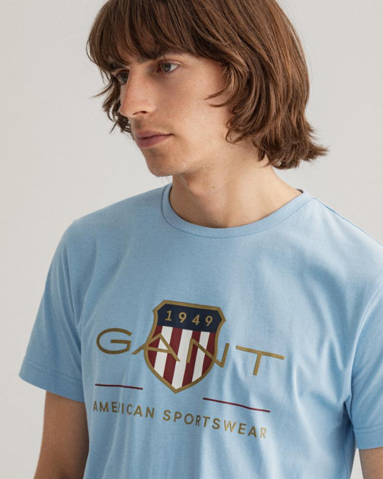 Gant Apparel Mens ARCHIVE SHIELD SS T-SHIRT 468/CAPRI BLUE