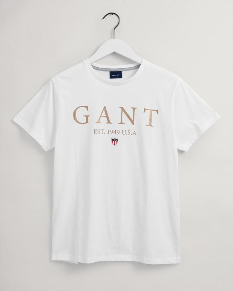 Gant Apparel Mens BANNER SHEILD GRAPHIC SS TSHIRT 110/WHITE