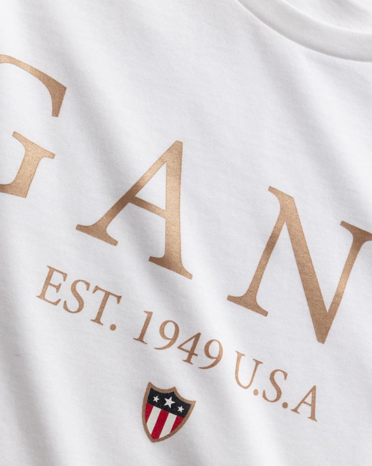 Gant Apparel Mens BANNER SHEILD GRAPHIC SS TSHIRT 110/WHITE