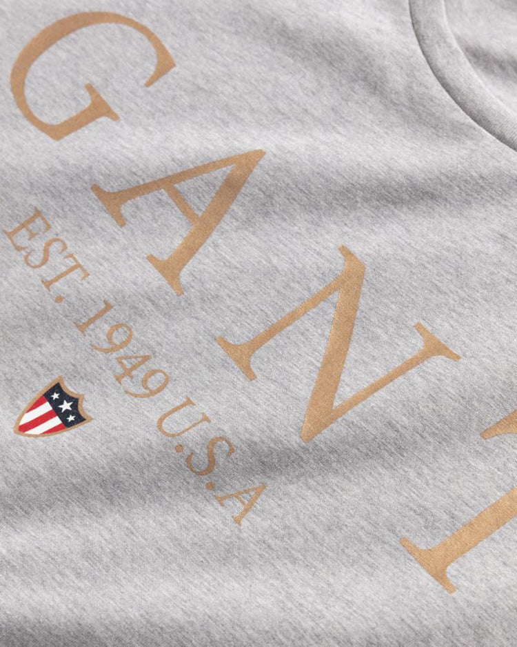 Gant Apparel Mens BANNER SHEILD GRAPHIC SS TSHIRT 93/GREY MELANGE