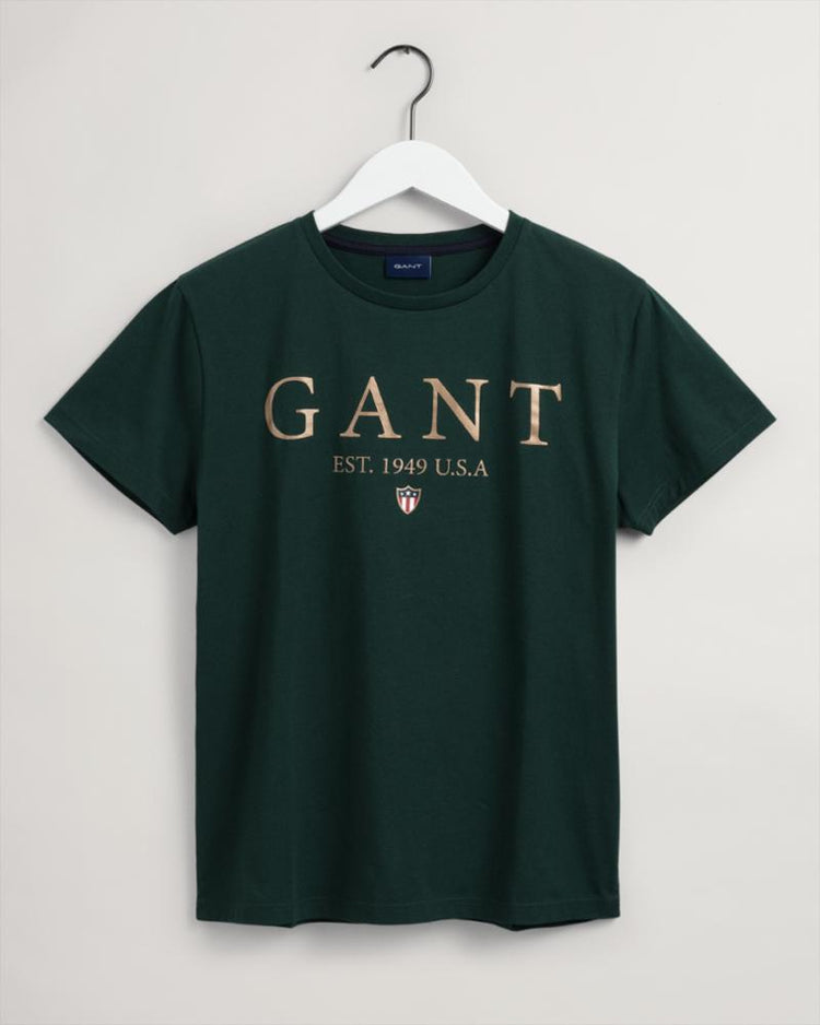 Gant Apparel Mens BANNER SHEILD GRAPHIC SS TSHIRT 374/TARTAN GREEN
