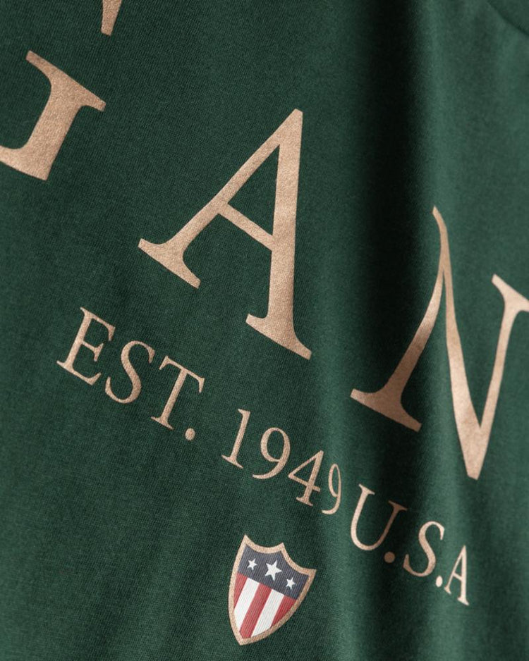 Gant Apparel Mens BANNER SHEILD GRAPHIC SS TSHIRT 374/TARTAN GREEN