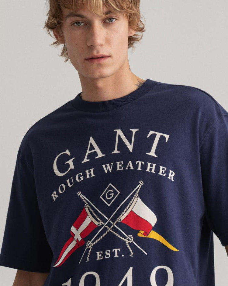 Gant Apparel Mens RW SS T-SHIRT 433/EVENING BLUE