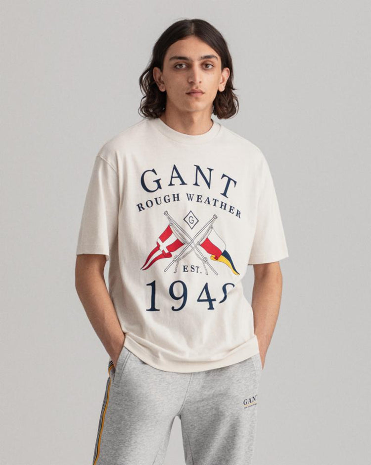 Gant Apparel Mens RW SS T-SHIRT 108/CAULK WHITE