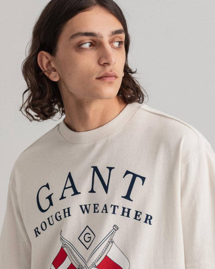 Gant Apparel Mens RW SS T-SHIRT 108/CAULK WHITE