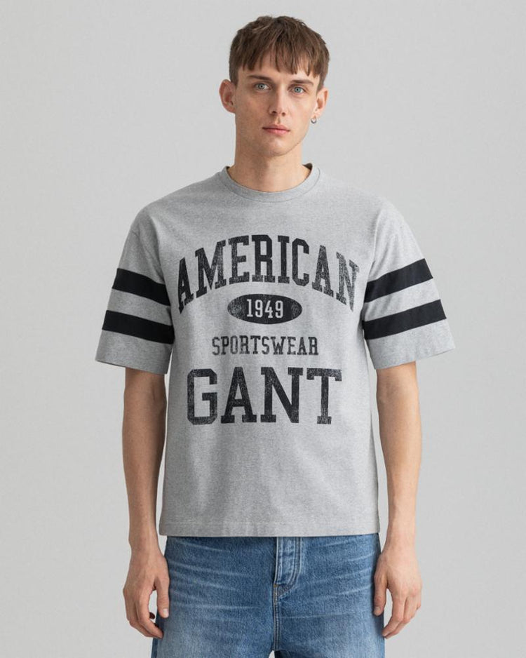 Gant Apparel Mens COLLEGIATE SS T-SHIRT 93/GREY MELANGE