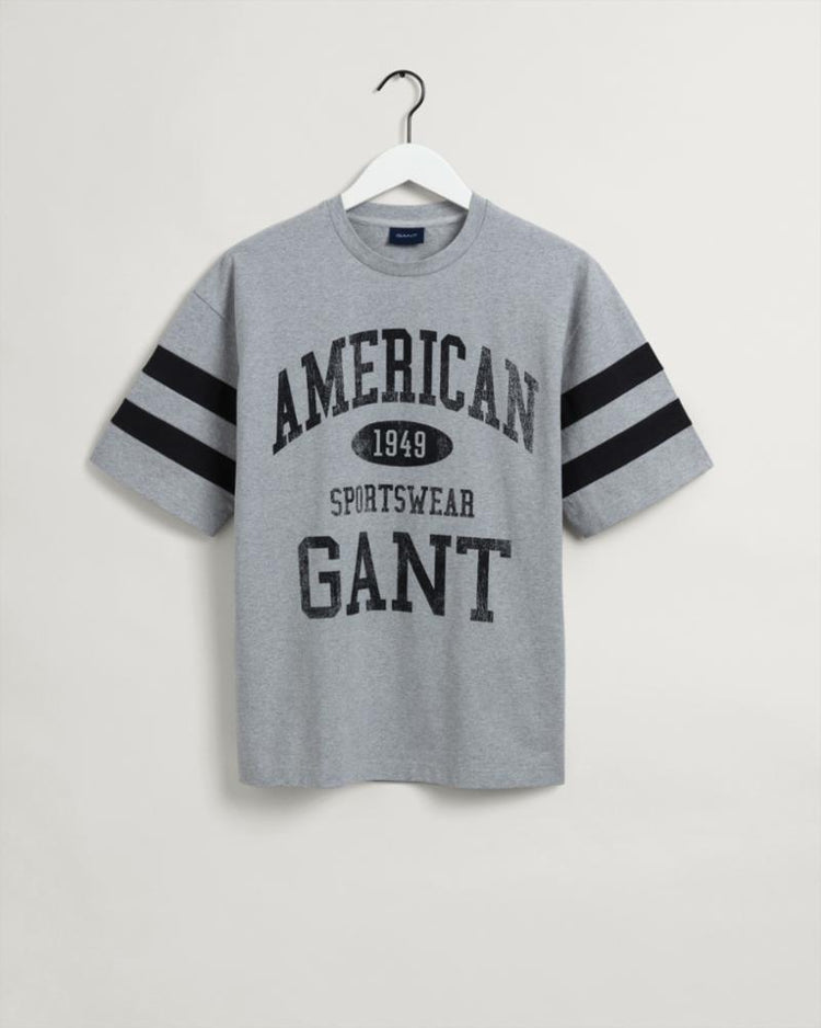 Gant Apparel Mens COLLEGIATE SS T-SHIRT 93/GREY MELANGE