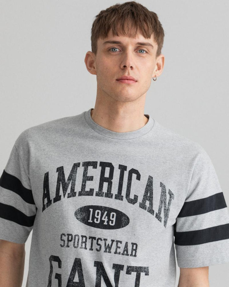 Gant Apparel Mens COLLEGIATE SS T-SHIRT 93/GREY MELANGE