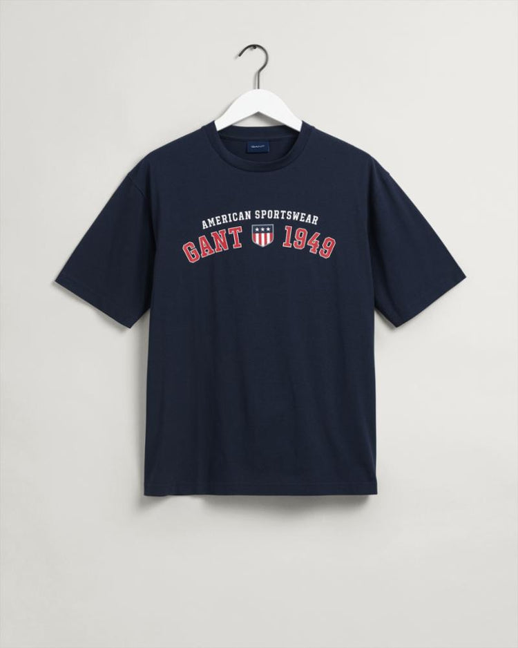 Gant Apparel Mens RETRO SHIELD SS TSHIRT 433/EVENING BLUE