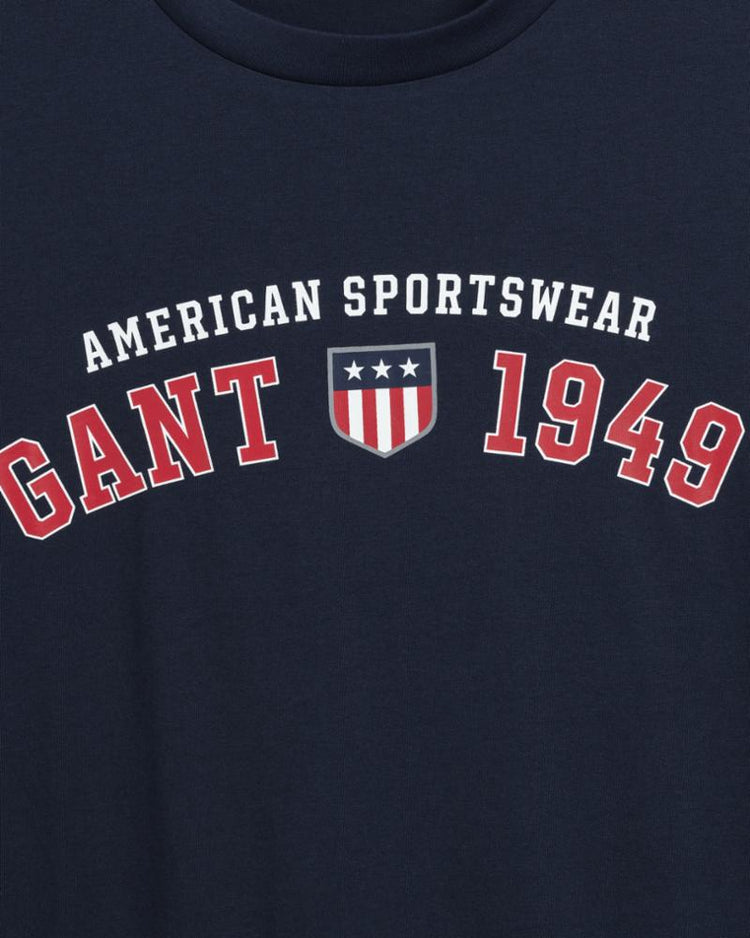 Gant Apparel Mens RETRO SHIELD SS TSHIRT 433/EVENING BLUE