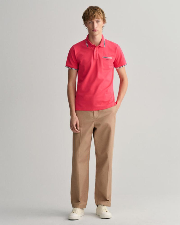 Gant Apparel Mens 3-COL TIPPING SOLID SS PIQUE 635/MAGENTA PINK