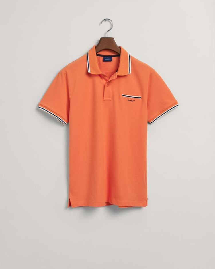 Gant Apparel Mens 3-COL TIPPING SOLID SS PIQUE 834/APRICOT ORANGE