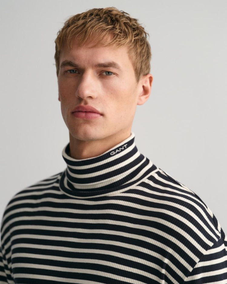 Gant Apparel Mens STRIPED ROLLNECK 005/BLACK