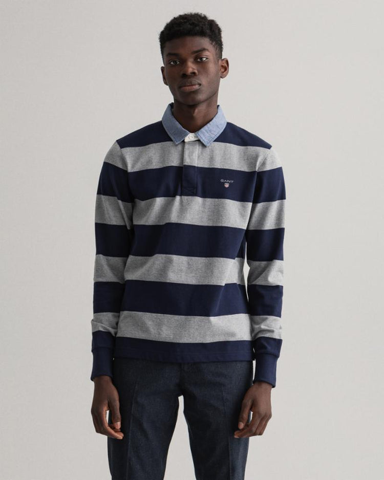 Gant Apparel Mens ORIGINAL BARSTRIPE HEAVY RUGGER 93/GREY MELANGE