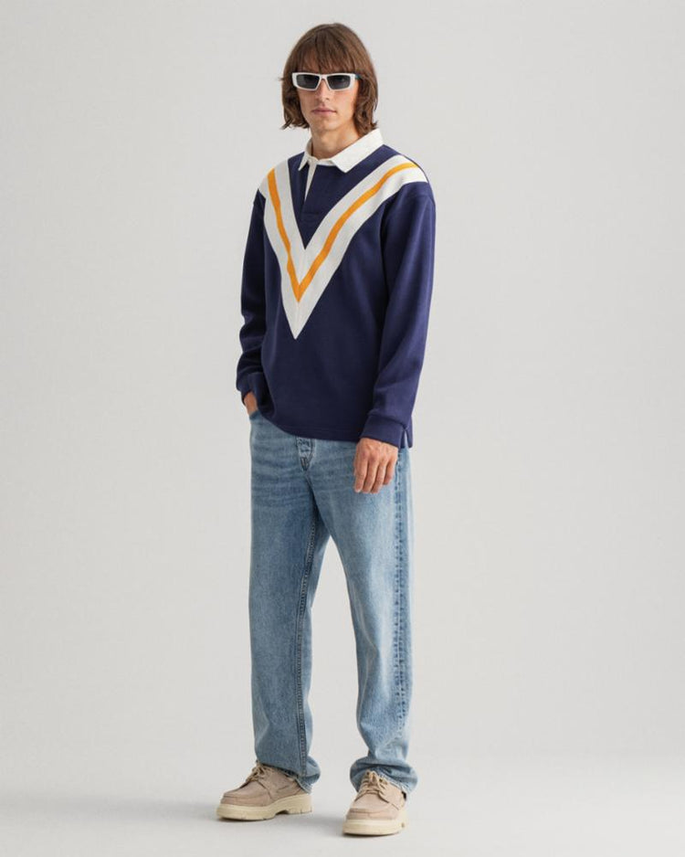 Gant Apparel Mens V-STRIPE TIGER HEAVY RUGGER 433/EVENING BLUE