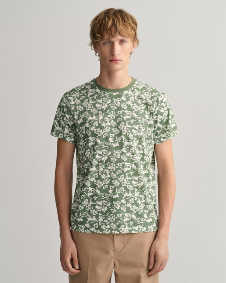Gant Apparel Mens FLORAL PRINT T-SHIRT 362/KALAMATA GREEN