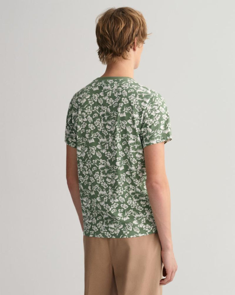 Gant Apparel Mens FLORAL PRINT T-SHIRT 362/KALAMATA GREEN