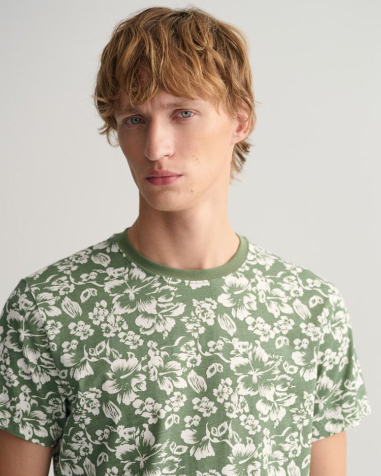 Gant Apparel Mens FLORAL PRINT T-SHIRT 362/KALAMATA GREEN