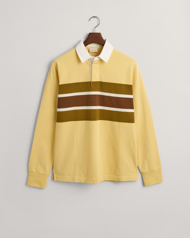 Gant Apparel Mens COLORBLOCK LS RUGGER 725/LIGHT MUSTARD YELLOW