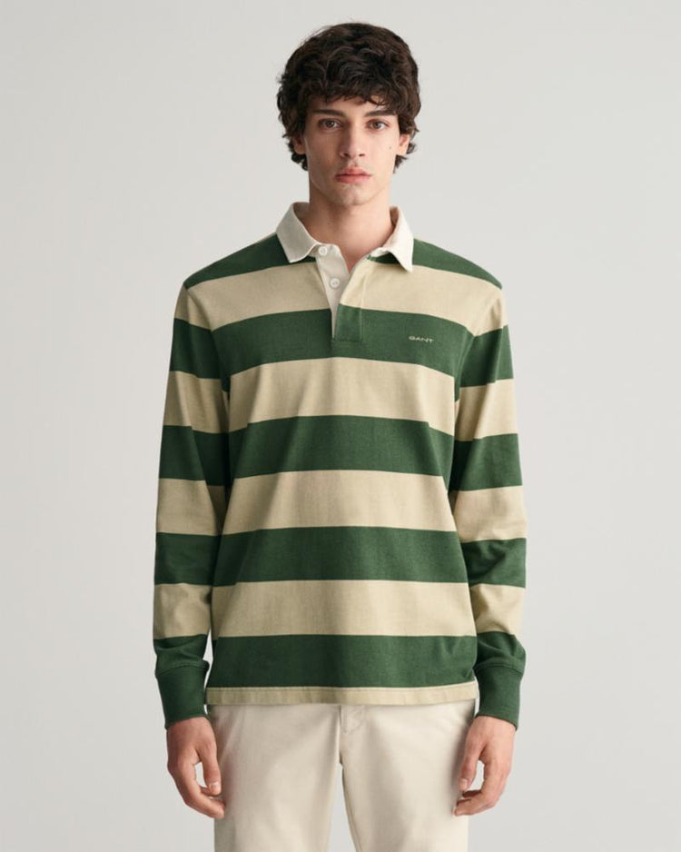 Gant Apparel Mens BLOCK STRIPE HEAVY RUGGER 313/PINE GREEN