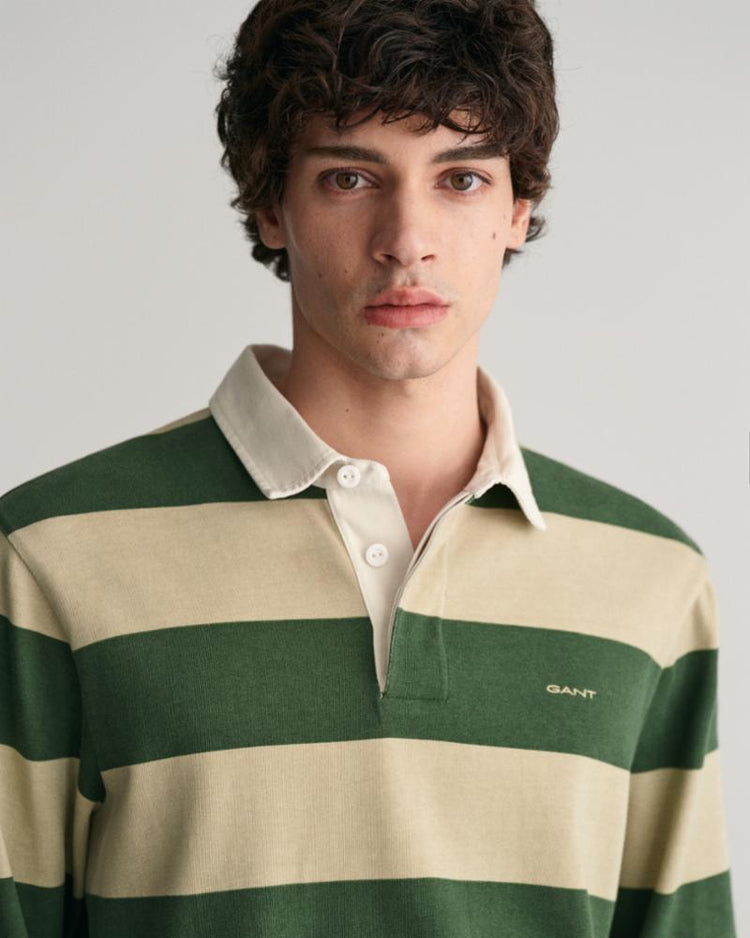 Gant Apparel Mens BLOCK STRIPE HEAVY RUGGER 313/PINE GREEN