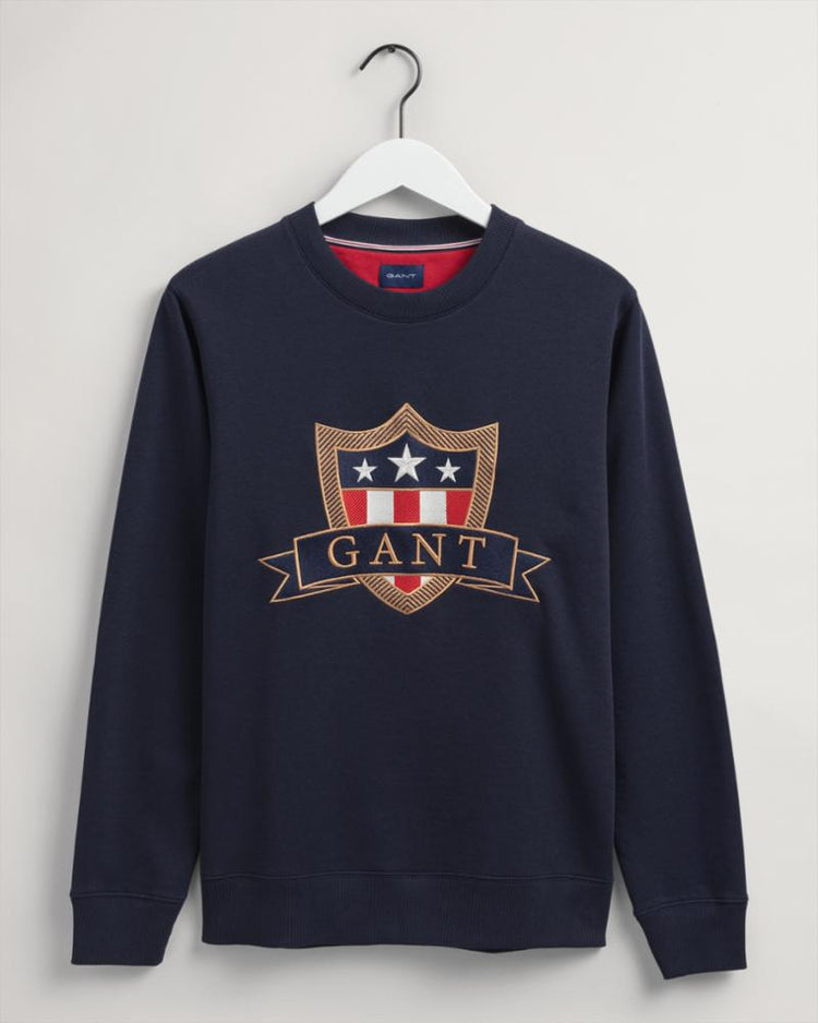 Gant Apparel Mens GANT BANNER LG SHIELD C-NECK 433/EVENING BLUE