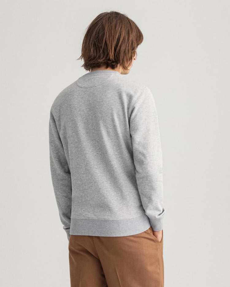 Gant Apparel Mens GANT BANNER LG SHIELD C-NECK 93/GREY MELANGE