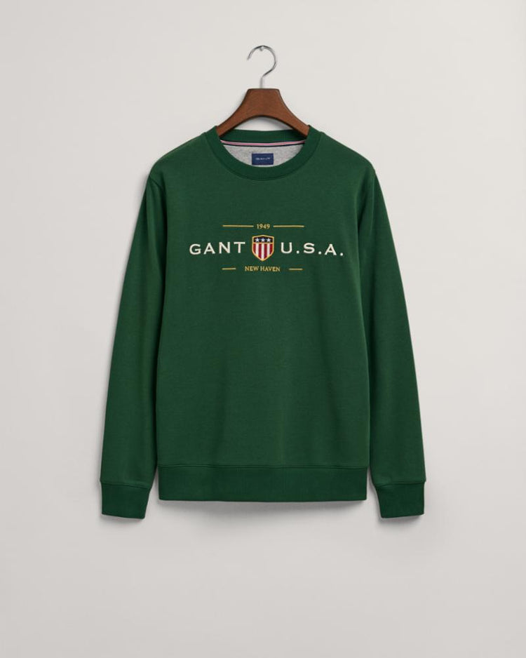 Gant Apparel Mens GANT BANNER SHIELD C-NECK 338/FOREST GREEN