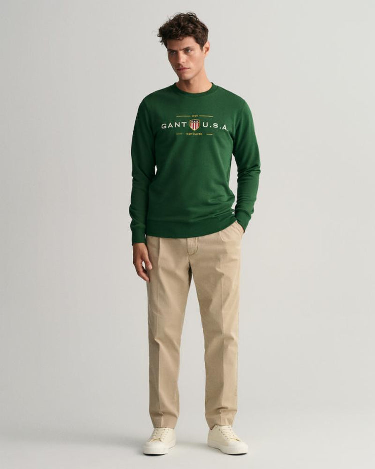 Gant Apparel Mens GANT BANNER SHIELD C-NECK 338/FOREST GREEN