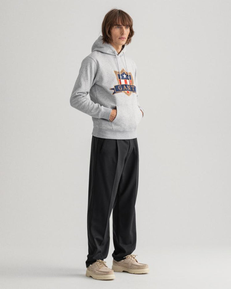 Gant Apparel Mens GANT BANNER SHIELD HOODIE 93/GREY MELANGE