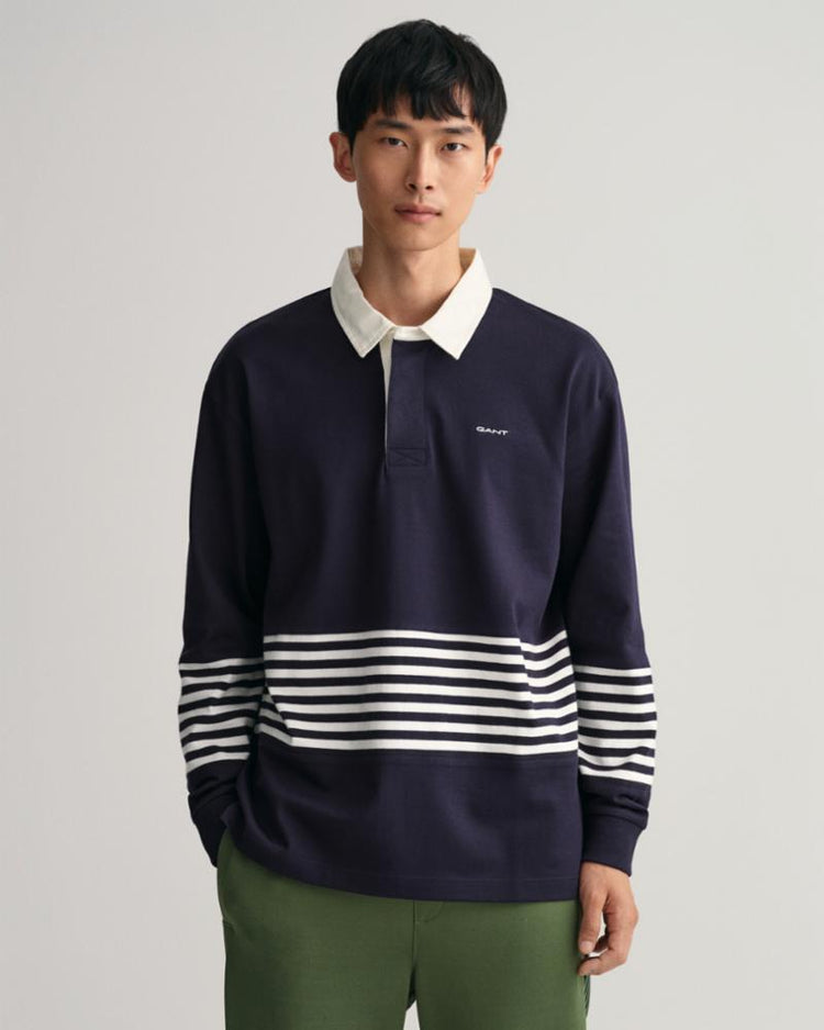 Gant Apparel Mens D2. STRIPE HEAVY RUGGER 433/EVENING BLUE