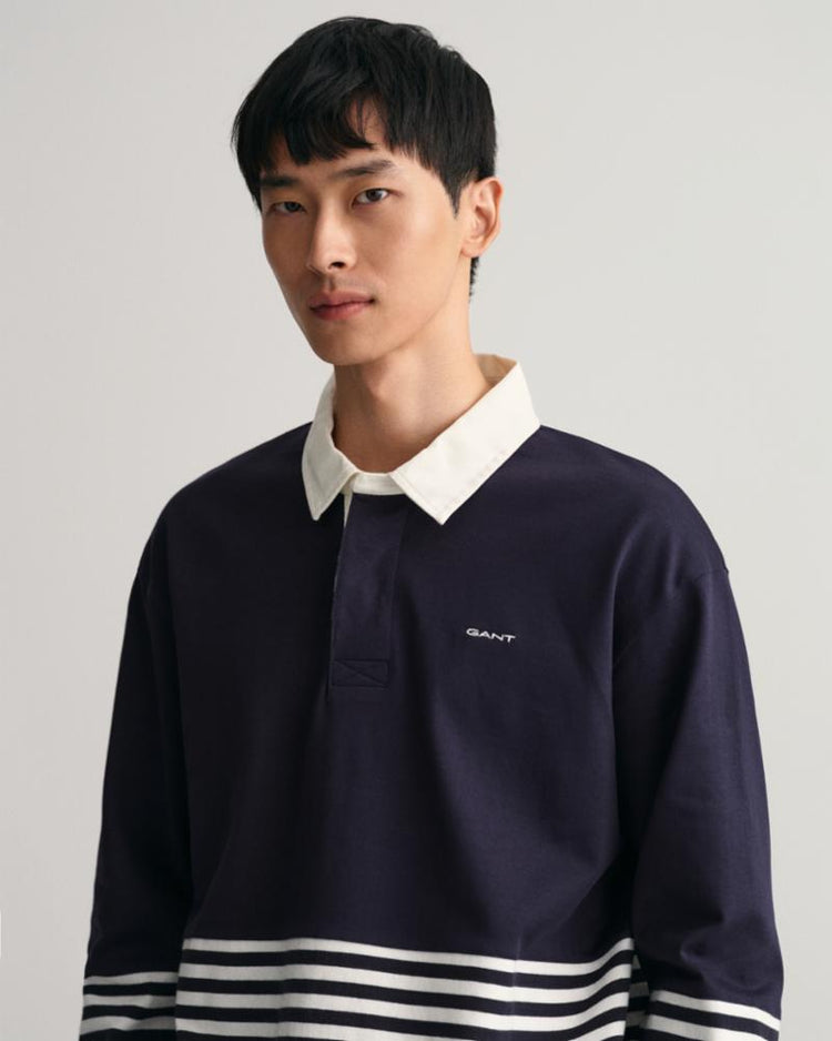 Gant Apparel Mens D2. STRIPE HEAVY RUGGER 433/EVENING BLUE