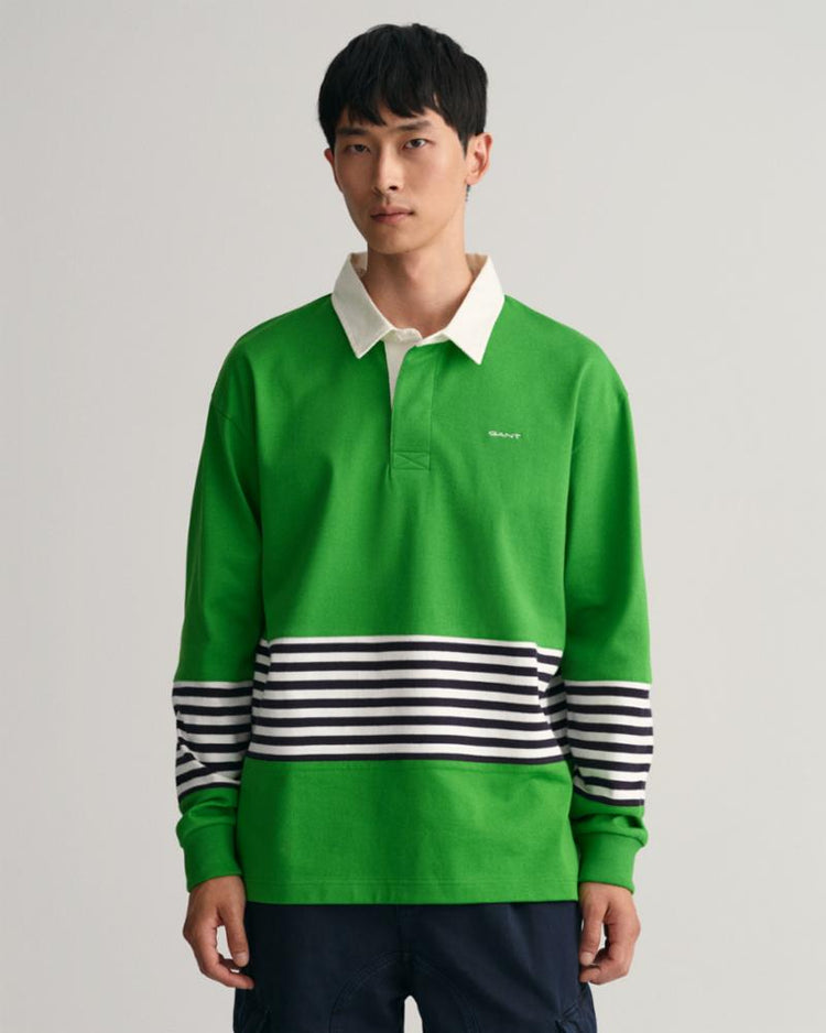 Gant Apparel Mens D2. STRIPE HEAVY RUGGER 332/SUMMER GREEN
