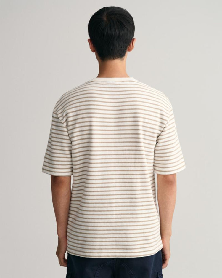 Gant Apparel Mens D2. STRIPED HEAVY T-SHIRT 270/CONCRETE BEIGE