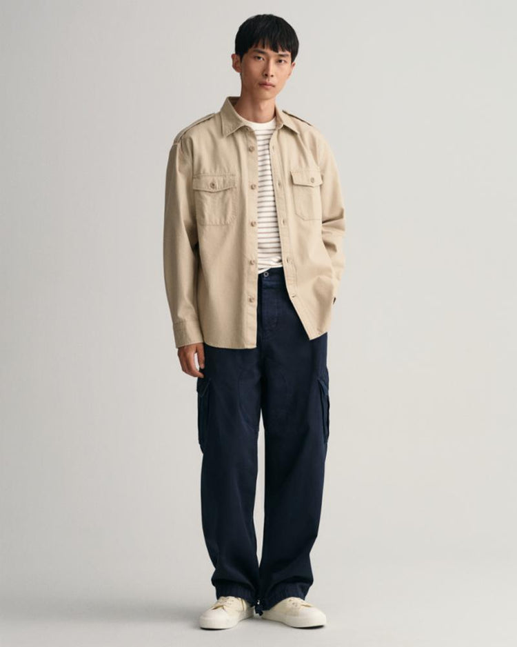 Gant Apparel Mens D2. STRIPED HEAVY T-SHIRT 270/CONCRETE BEIGE