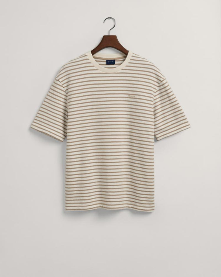 Gant Apparel Mens D2. STRIPED HEAVY T-SHIRT 270/CONCRETE BEIGE