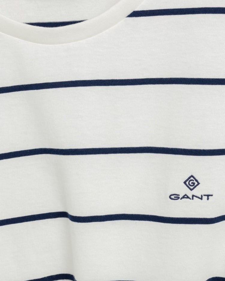 Gant Apparel Mens BRETON STRIPE SS T-SHIRT 113/EGGSHELL